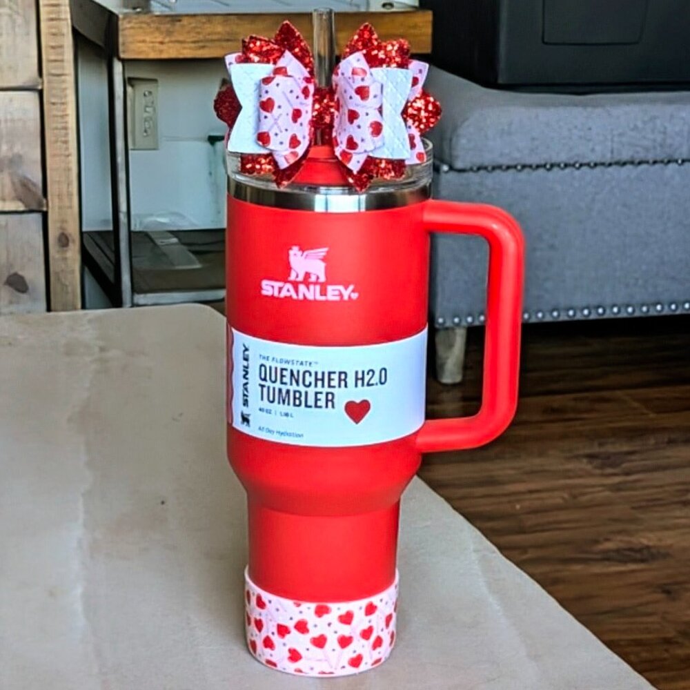 NWT Stanley Valentine’s Day RED 40oz Tumbler + Custom Bow/Boot ❤️ - Picture 2 of 9